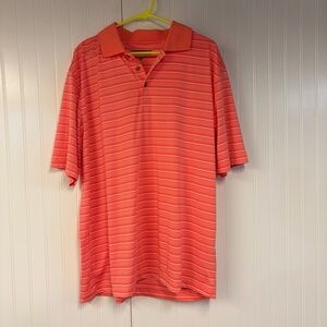 Pebble Beach Men's Orange Striped Polo Shirt XL Golf Performance